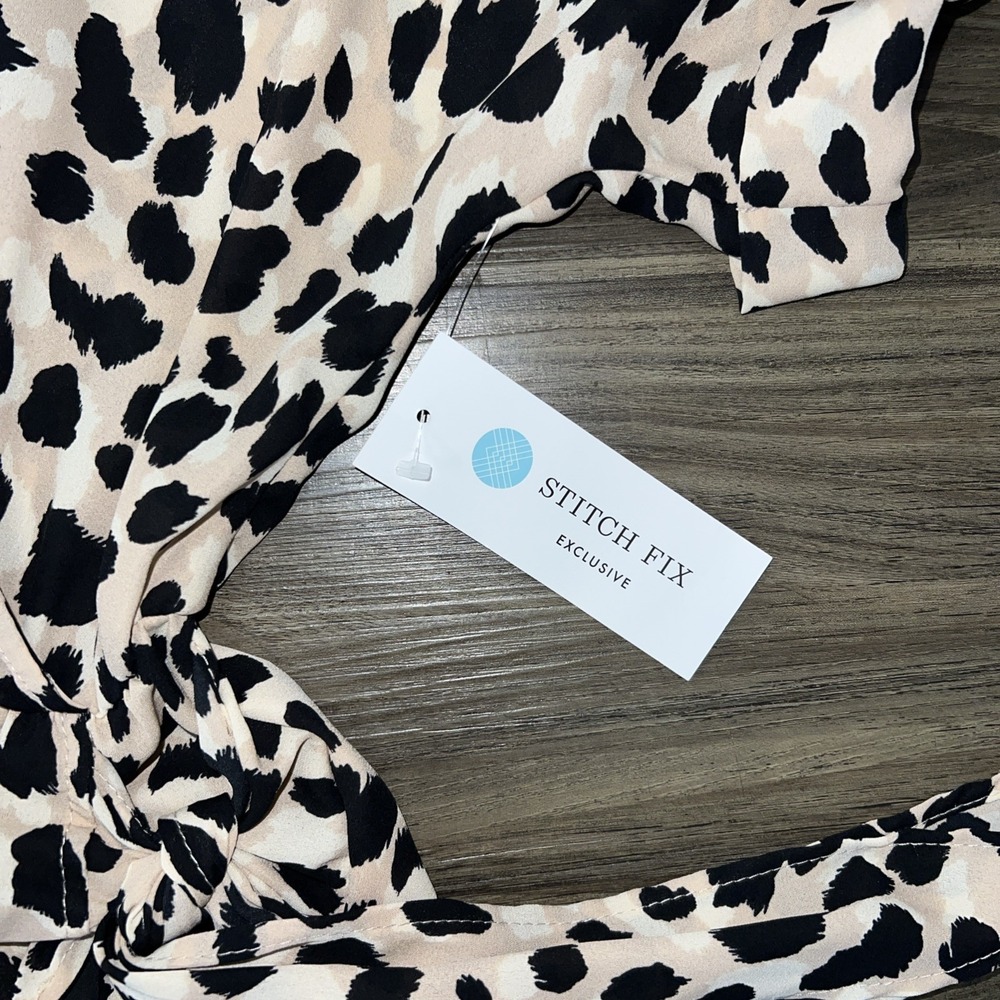 French Grey Animal Print Wrap Dress Sz S - Picture 5 of 6